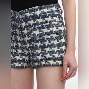 IRO Tyana Blue Silver Metallic Tweed Shorts Size 40